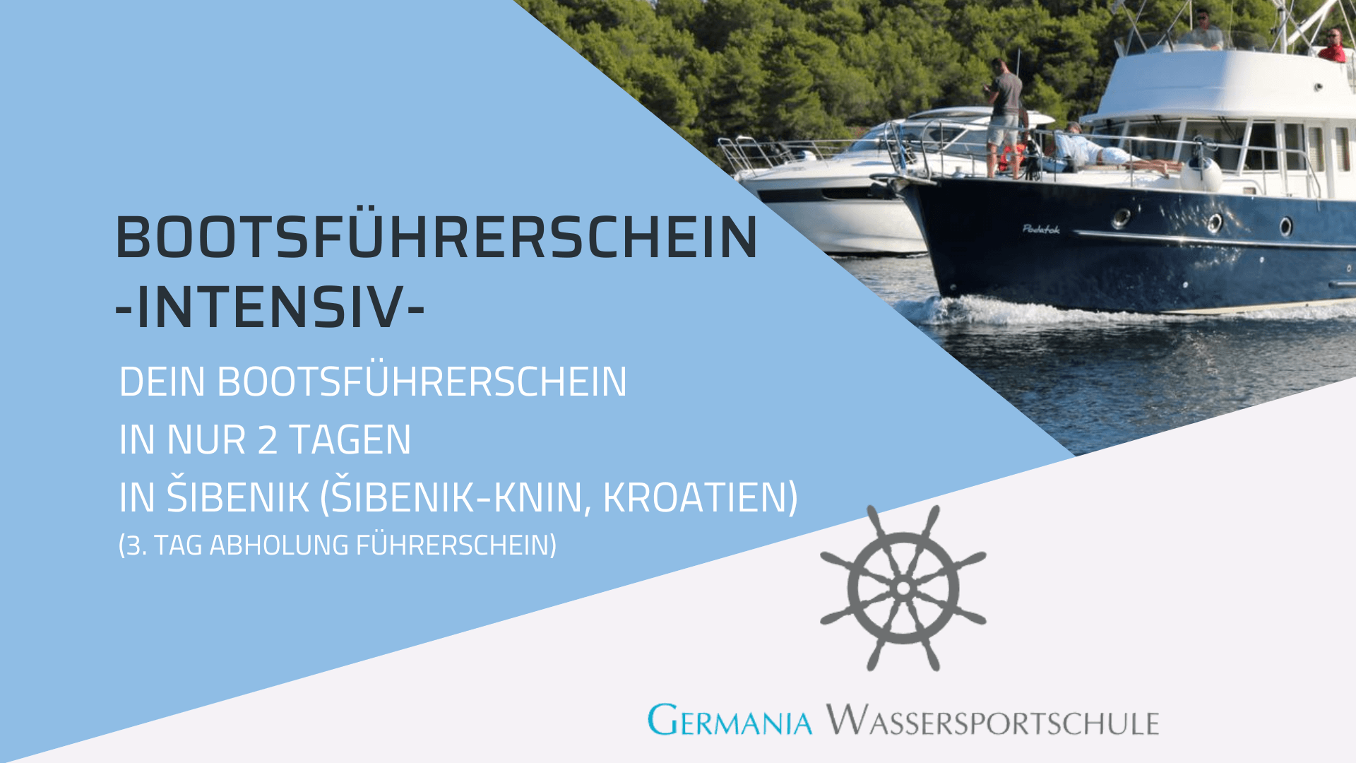 Motorboot auf der klaren blauen Adria in Kroatien – Bootsführerscheinkurse 2024.